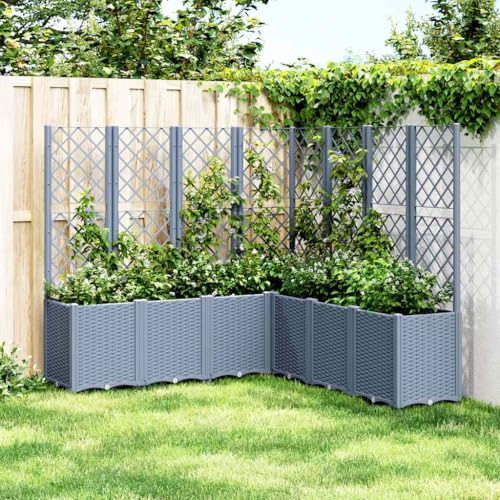 Aiious Pflanzk¨¹Bel mit Rankgitter Blaugrau 160x160x140 cm PP von Aiious