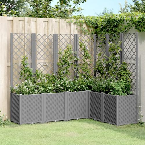 Aiious Pflanzk¨¹Bel mit Rankgitter Hellgrau 160x120x140 cm PP von Aiious
