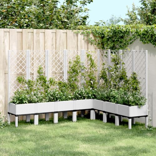 Aiious Pflanzk¨¹Bel mit Rankgitter Wei? 200x160x142 cm PP von Aiious