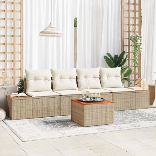 Aiious Robustes Poly Rattan Sofa Set 5 pcs in Beige mit Kissen f¨¹r Outdoor Relax und Lounge Aiious Robustes Poly Rattan Sofa Set 5 pcs in Beige mit Kissen f¨¹r Outdoor Relax und Lounge von Aiious