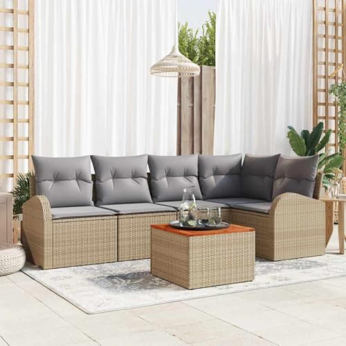 Aiious Garten Sofa Set 6 Personen Beige Poly Rattan Wetterbestaendig Modulares Design Stauraum Ideal Fuer Terrasse Aiious Garten Sofa Set 6 Personen Beige Poly Rattan Wetterbestaendig Modulares Design Stauraum Ideal Fuer Terrasse von Aiious
