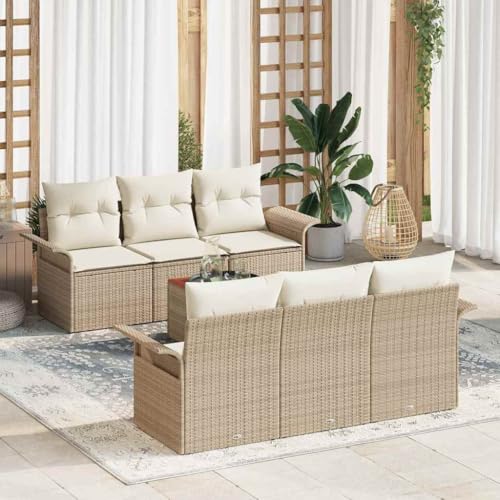 Aiious Modernes 7-Personen-Gartensofa-Set In Beige Aus Langlebigem Poly Rattan Mit Stauraum Aiious Modernes 7-Personen-Gartensofa-Set In Beige Aus Langlebigem Poly Rattan Mit Stauraum von Aiious