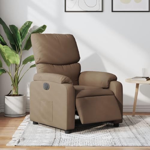 Aiious Relaxsessel Elektrisch Braun Stoff mit 135-Grad Neigung Bequeme Sitzflaeche und Seitentasche von Aiious
