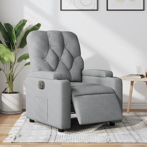 Aiious Relaxsessel Elektrisch Hellgrau Stoff mit 135 Grad Neigung und Bequemem Sitz f r entspannte TV - Zeiten von Aiious