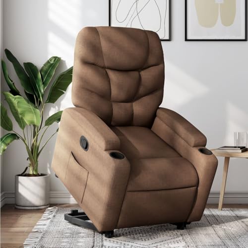 Aiious Relaxsessel mit Aufstehhilfe Braun Stoff von Aiious