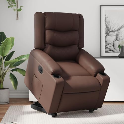 Aiious Relaxsessel mit Aufstehhilfe Elektrisch Braun Kunstleder von Aiious