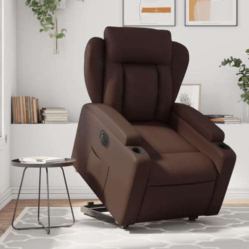 Aiious Relaxsessel mit Aufstehhilfe Elektrisch Braun Kunstleder von Aiious
