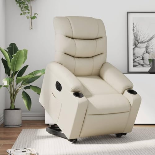 Aiious Relaxsessel mit Aufstehhilfe Elektrisch Creme Kunstleder von Aiious