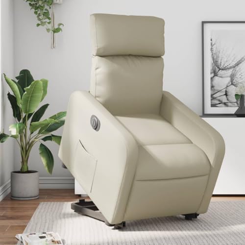 Aiious Relaxsessel mit Aufstehhilfe Elektrisch Creme Kunstleder von Aiious