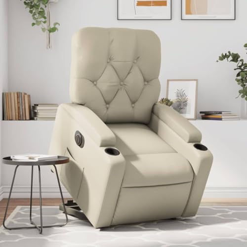 Aiious Relaxsessel mit Aufstehhilfe Elektrisch Creme Kunstleder von Aiious
