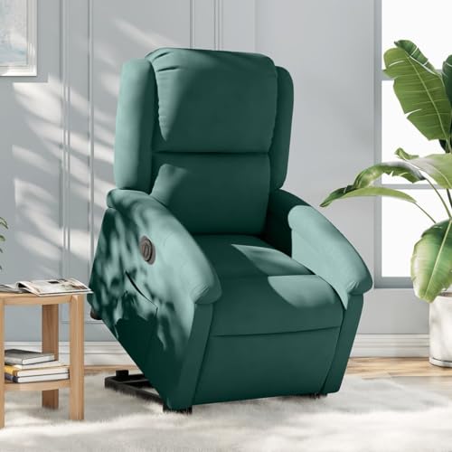 Aiious Relaxsessel mit Aufstehhilfe Elektrisch Dunkelgr¨¹n Samt von Aiious