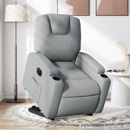 Aiious Relaxsessel mit Aufstehhilfe Elektrisch Hellgrau Stoff von Aiious