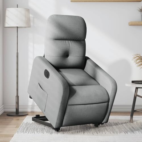 Aiious Relaxsessel mit Aufstehhilfe Elektrisch Hellgrau Stoff von Aiious