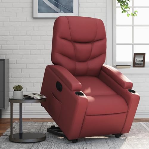 Aiious Relaxsessel mit Aufstehhilfe Elektrisch Weinrot Kunstleder von Aiious
