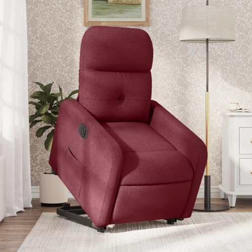Aiious Relaxsessel mit Aufstehhilfe Elektrisch Weinrot Stoff von Aiious