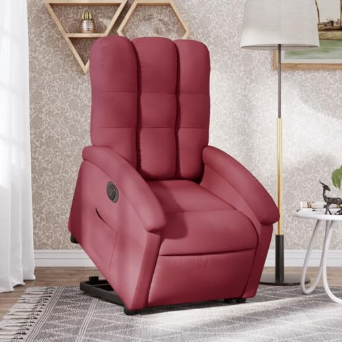 Aiious Relaxsessel mit Aufstehhilfe Elektrisch Weinrot Stoff von Aiious