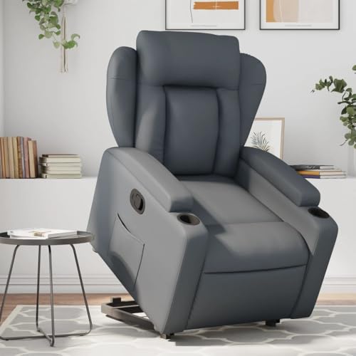 Aiious Relaxsessel mit Aufstehhilfe Grau Kunstleder von Aiious
