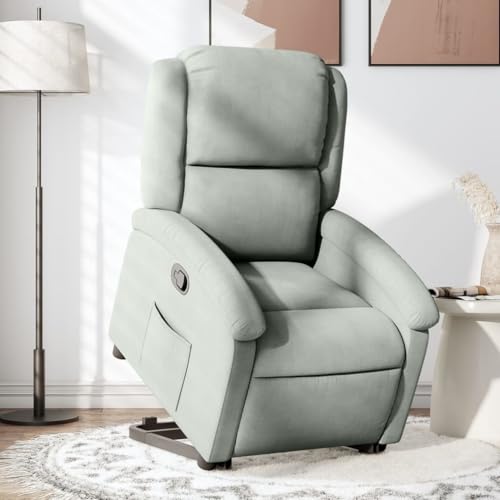 Aiious Relaxsessel mit Aufstehhilfe Hellgrau Samt von Aiious