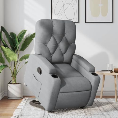 Aiious Relaxsessel mit Aufstehhilfe Hellgrau Stoff von Aiious