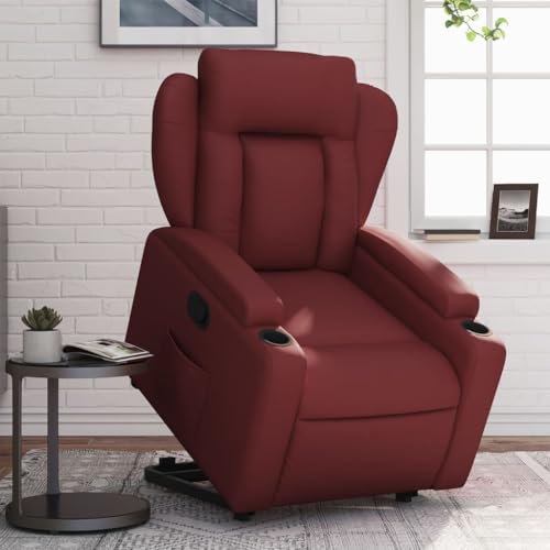 Aiious Relaxsessel mit Aufstehhilfe Weinrot Kunstleder von Aiious