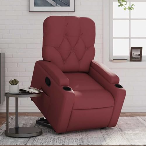Aiious Relaxsessel mit Aufstehhilfe Weinrot Kunstleder von Aiious
