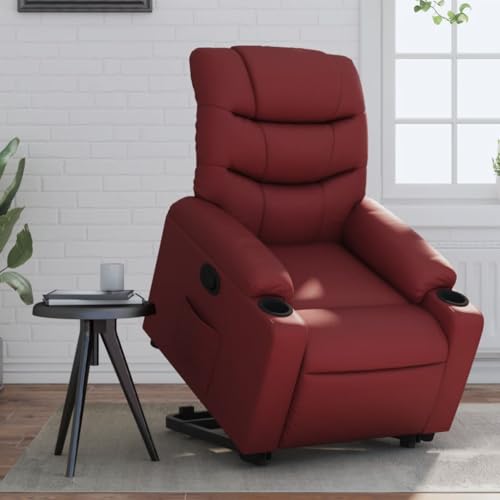 Aiious Relaxsessel mit Aufstehhilfe Weinrot Kunstleder von Aiious