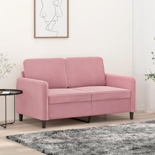 Aiious Rosa Samt 2-Sitzer-Sofa 120 cm - Ideal zum Entspannen und Fernsehen von Aiious
