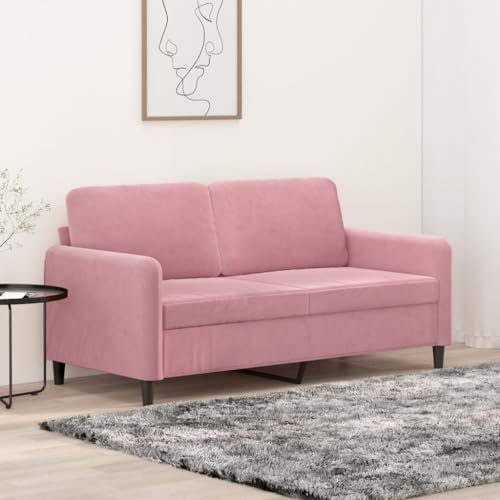 Aiious Rosa Samt 2-Sitzer-Sofa 140 cm - Ideal zum Entspannen und Plaudern von Aiious