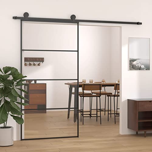 Aiious Schiebet¨¹r Aluminium und ESG Glas 102,5x205 cm Schwarz von Aiious