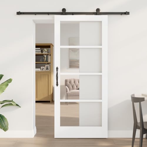 Aiious Schiebet¨¹r mit Beschl?gen 'ORKDAL'Wei? Massivholz & Glas von Aiious