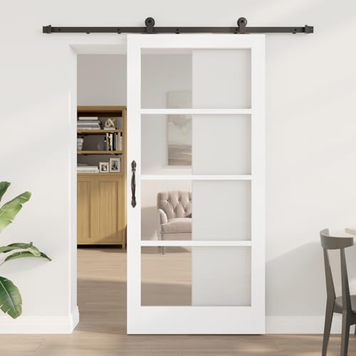 Aiious Schiebet¨¹r mit Beschl?gen 'ORKDAL'Wei?es Massivholz & Glas von Aiious