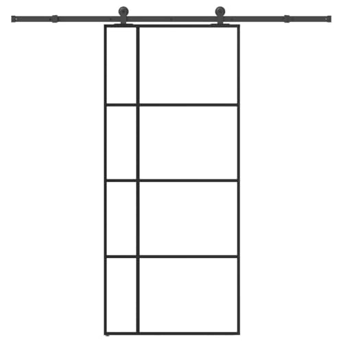 Aiious Schiebet¨¹r mit Beschlag 90x205 cm ESG-Glas & Aluminium von Aiious