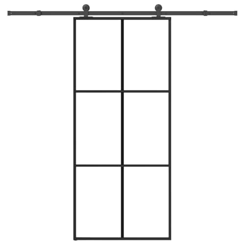 Aiious Schiebet¨¹r mit Beschlag 90x205 cm ESG-Glas & Aluminium von Aiious