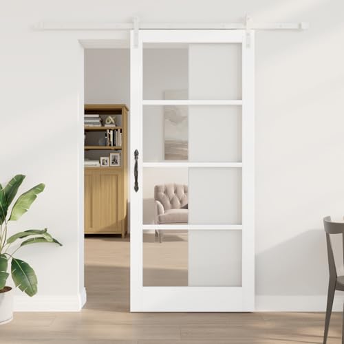 Aiious Schiebet¨¹r mit Beschlag Set 'ORKDAL'Wei?e Massivholz & Glas von Aiious