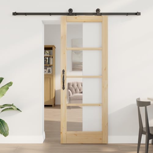 Aiious Schiebet¨¹r mit Beschlagset 'ORKDAL'aus Massivholz und Glas von Aiious