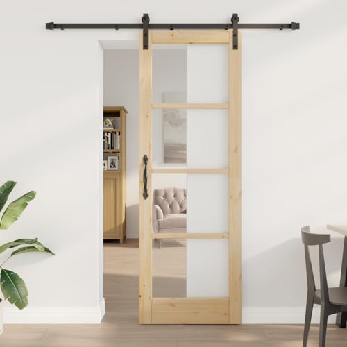 Aiious Schiebet¨¹r mit Beschlagset 'ORKDAL'aus massivem Holz & Glas von Aiious