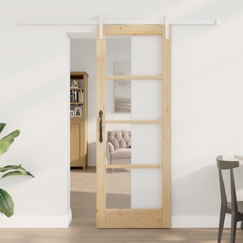 Aiious Schiebet¨¹r mit Montageset 'ORKDAL'Massivholz & Glas von Aiious