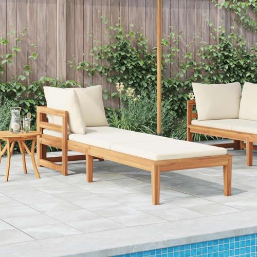 Aiious Cremeweiss Massivholz Akazie Sonnenliege mit 1 Armlehne Fuer Outdoor Entspannung Aiious Cremeweiss Massivholz Akazie Sonnenliege mit 1 Armlehne Fuer Outdoor Entspannung von Aiious