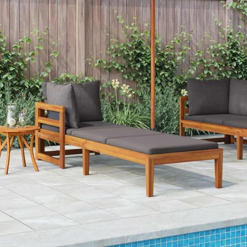 Aious Sonnenliege aus Massivholz Akazie Dunkelgrau mit 1 Armlehne Fuer Garten und Auesserbereich Aious Sonnenliege aus Massivholz Akazie Dunkelgrau mit 1 Armlehne Fuer Garten und Auesserbereich von Aiious