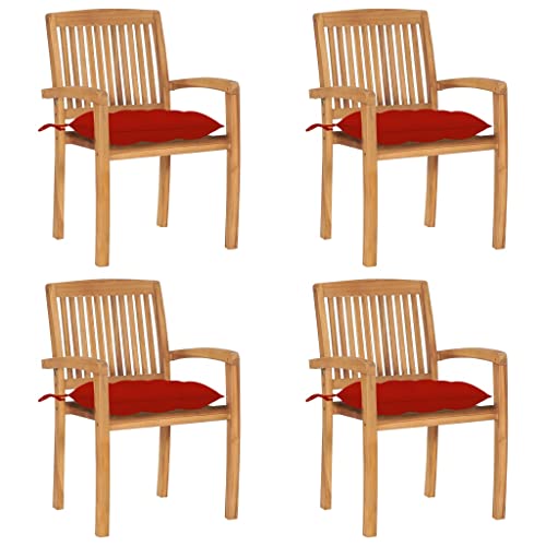 Aiious Stapelbare Gartenst¨¹hle mit Kissen 4 STK. Massivholz Teak Aiious Stapelbare Gartenst¨¹hle mit Kissen 4 STK. Massivholz Teak von Aiious