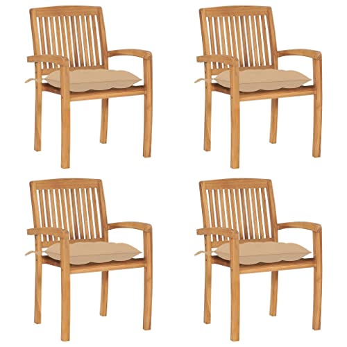 Aiious Stapelbare Gartenst¨¹hle mit Kissen 4 STK. Massivholz Teak Aiious Stapelbare Gartenst¨¹hle mit Kissen 4 STK. Massivholz Teak von Aiious