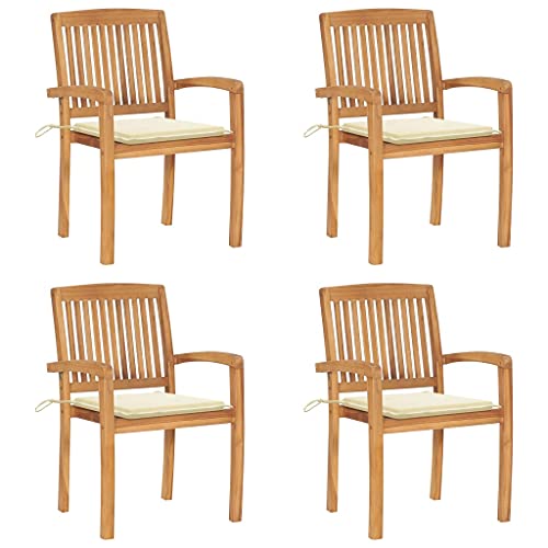 Aiious Stapelbare Gartenst¨¹hle mit Kissen 4 STK. Massivholz Teak Aiious Stapelbare Gartenst¨¹hle mit Kissen 4 STK. Massivholz Teak von Aiious
