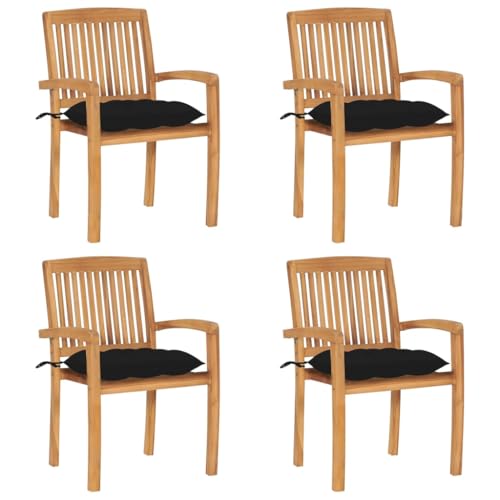 Aiious Stapelbare Gartenst¨¹hle mit Kissen 4 STK. Massivholz Teak Aiious Stapelbare Gartenst¨¹hle mit Kissen 4 STK. Massivholz Teak von Aiious