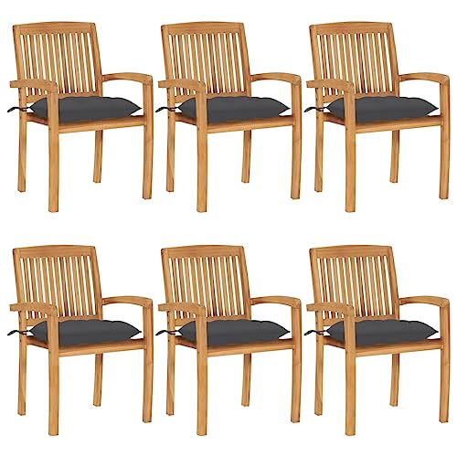 Aiious Stapelbare Gartenst¨¹hle mit Kissen 6 STK. Massivholz Teak Aiious Stapelbare Gartenst¨¹hle mit Kissen 6 STK. Massivholz Teak von Aiious