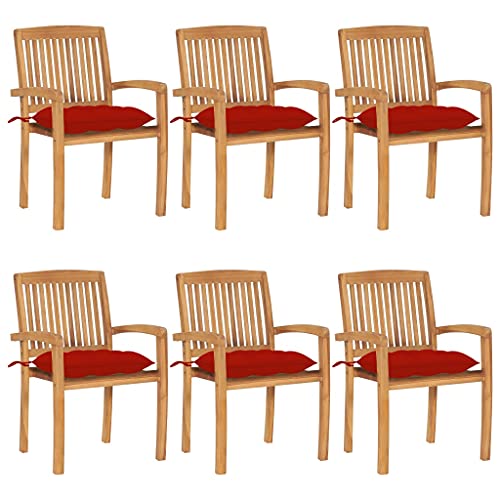 Aiious Stapelbare Gartenst¡§1hle mit Kissen 6 STK. Massivholz Teak Aiious Stapelbare Gartenst¡§1hle mit Kissen 6 STK. Massivholz Teak von Aiious
