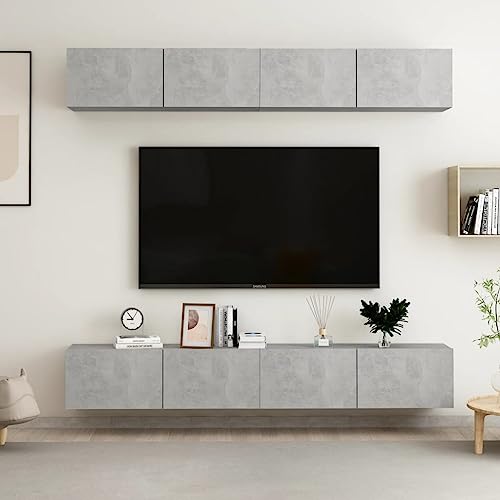 Aiious TV-Schr?nke 4 STK. Betongrau 100x30x30 cm Holzwerkstoff von Aiious