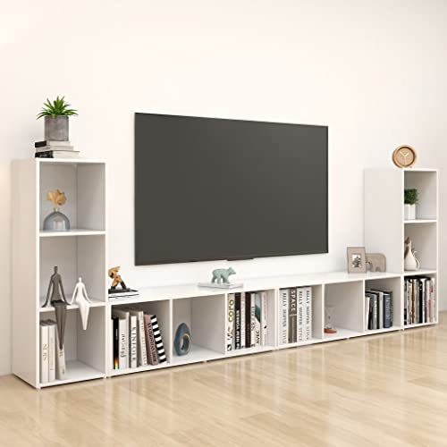 Aiious TV-Schr?nke 4 STK. Wei? 107x35x37 cm Holzwerkstoff von Aiious