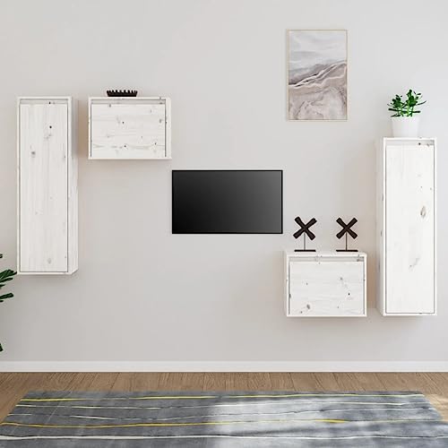 Aiious TV-Schr?nke 4 STK. Wei? Massivholz Kiefer von Aiious
