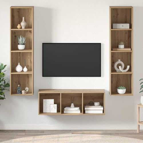 Aiious TV-Schrank Set 3 pcs Eiche handwerklich 37 x 37 x 142,5 cm von Aiious