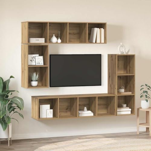 Aiious TV-Schrank-Set 4 pcs Eiche handwerklich 37 x 37 x 142,5 cm von Aiious
